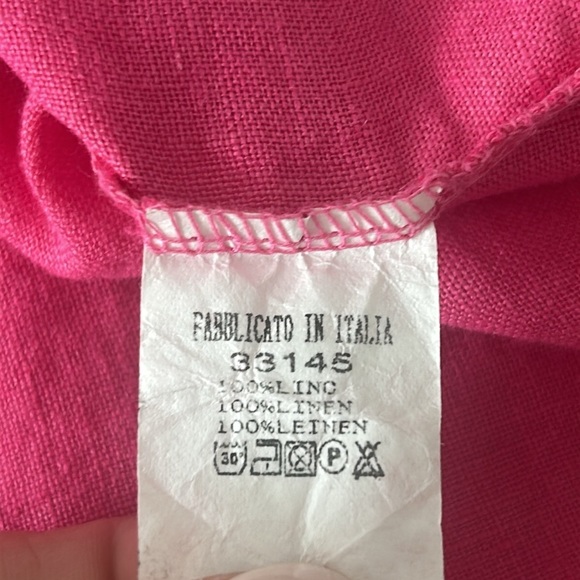 Linen Tunic Top 3/4 Sleeves Made in Italy Lagenlook Hot Pink Size M -L - Picture 5 of 12